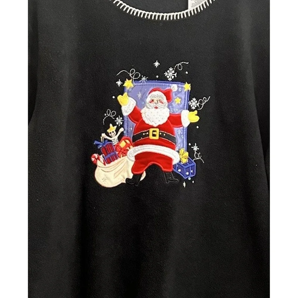 White Stag Womens Pullover 22/24W Christmas Embroidered Sequin Fleece Sweater - Picture 3 of 6